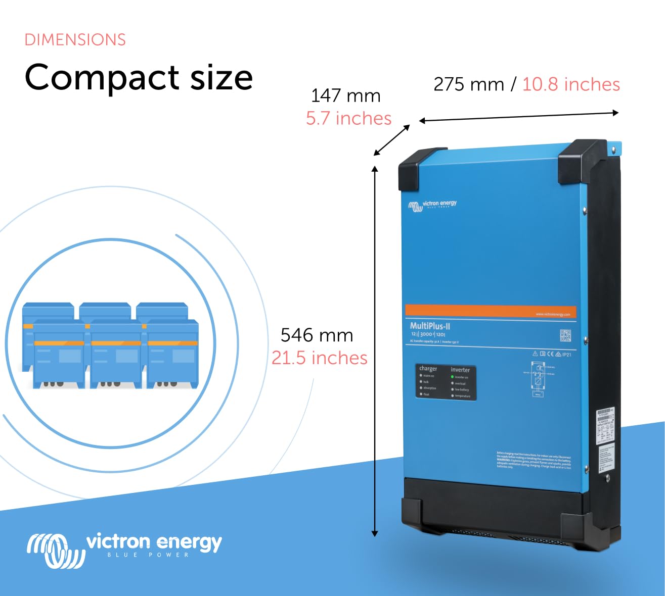 Victron Energy MultiPlus-II - Power Inverter - Pure Sine Wave Inverter Charger for 120 amp Battery - with PowerAssist Technology - 3000VA 12-Volt - Image 3